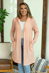 Michelle Mae Claire Hooded Waffle Cardigan - Coral