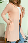 Michelle Mae Claire Hooded Waffle Cardigan - Coral