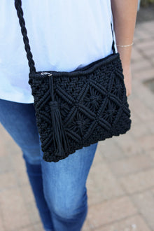  Michelle Mae Crochet Zipper Bag - Black