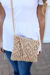 Michelle Mae Crochet Zipper Bag - Tan