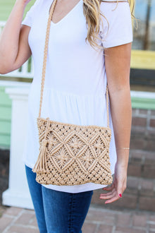  Michelle Mae Crochet Zipper Bag - Tan