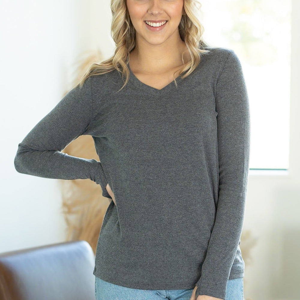 
                      
                        Leah Long Sleeve Top - Charcoal
                      
                    