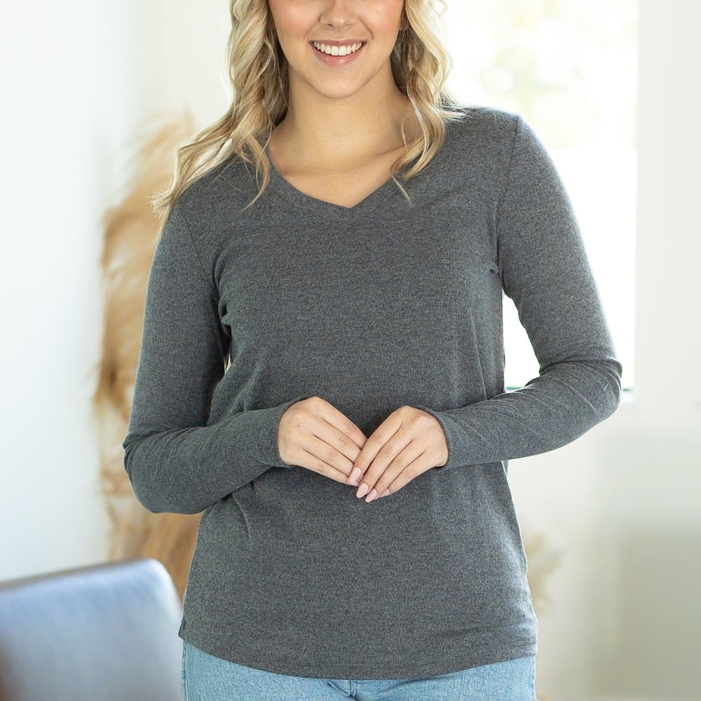 
                      
                        Leah Long Sleeve Top - Charcoal
                      
                    