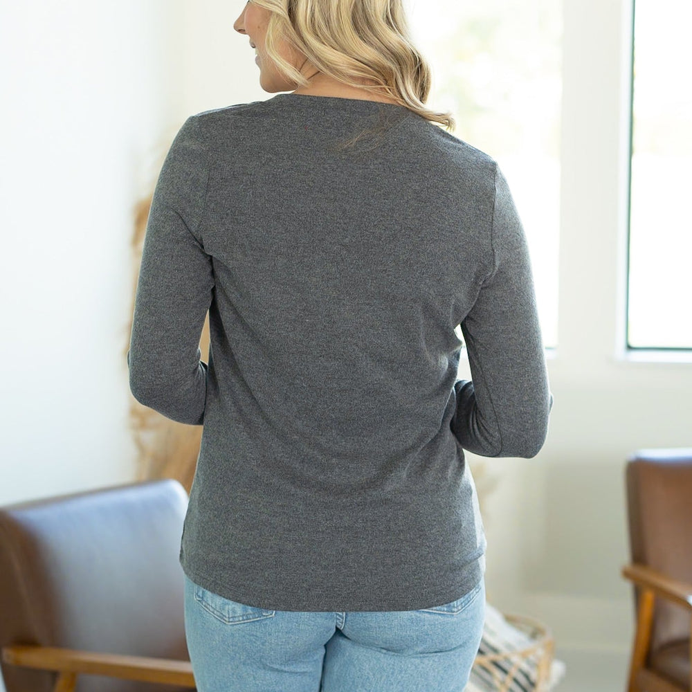 
                      
                        Leah Long Sleeve Top - Charcoal
                      
                    