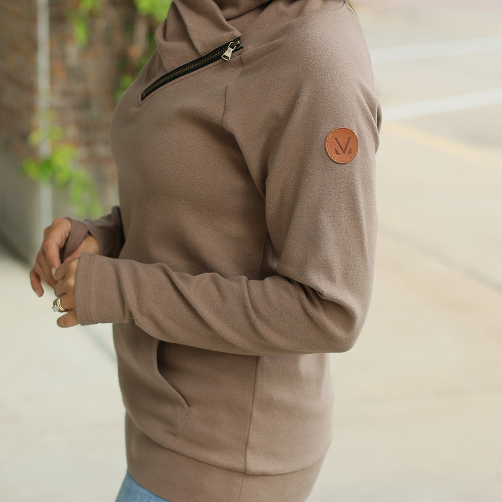 
                      
                        IN STOCK Classic Zoey ZipCowl Sweatshirt - Mocha
                      
                    