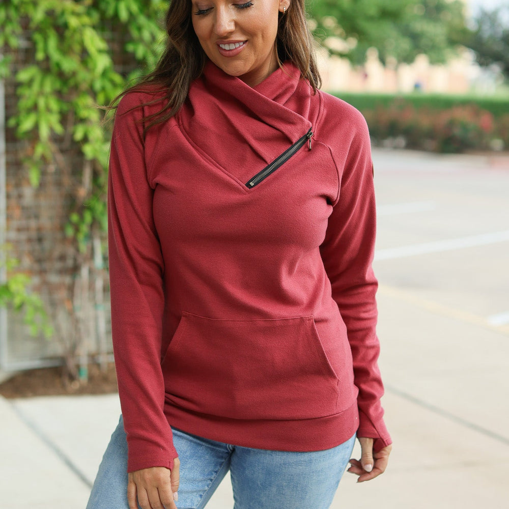 
                      
                        IN STOCK Classic Zoey ZipCowl Sweatshirt - Brick
                      
                    