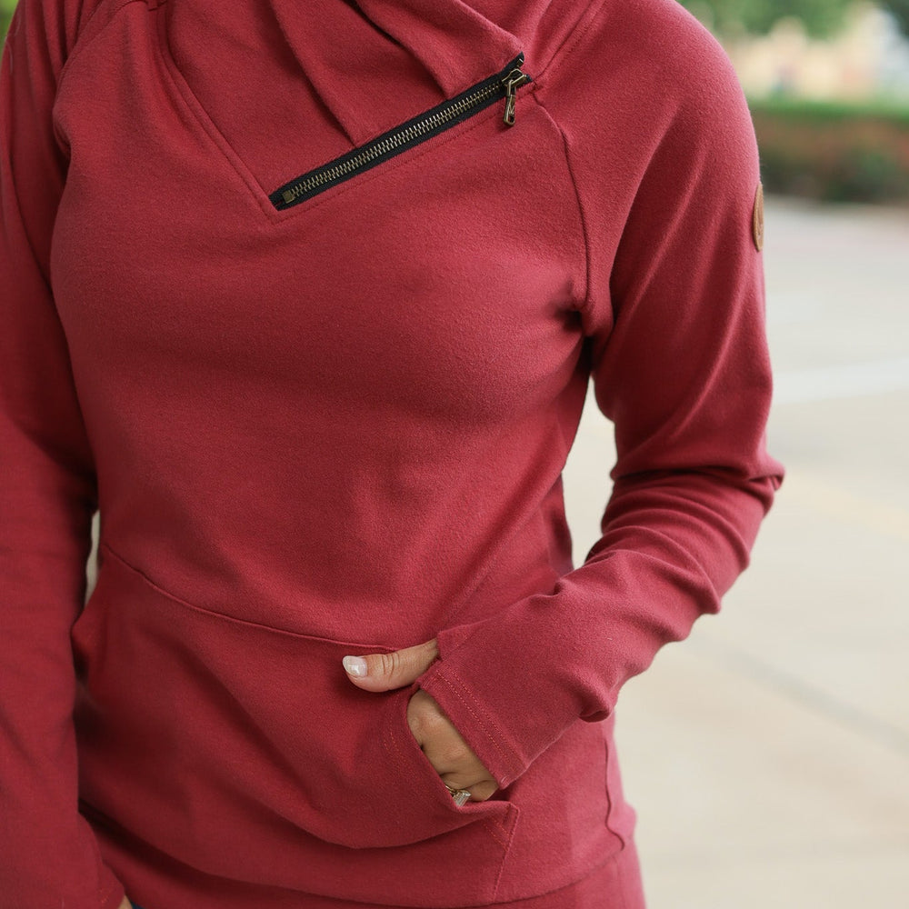 
                      
                        IN STOCK Classic Zoey ZipCowl Sweatshirt - Brick
                      
                    