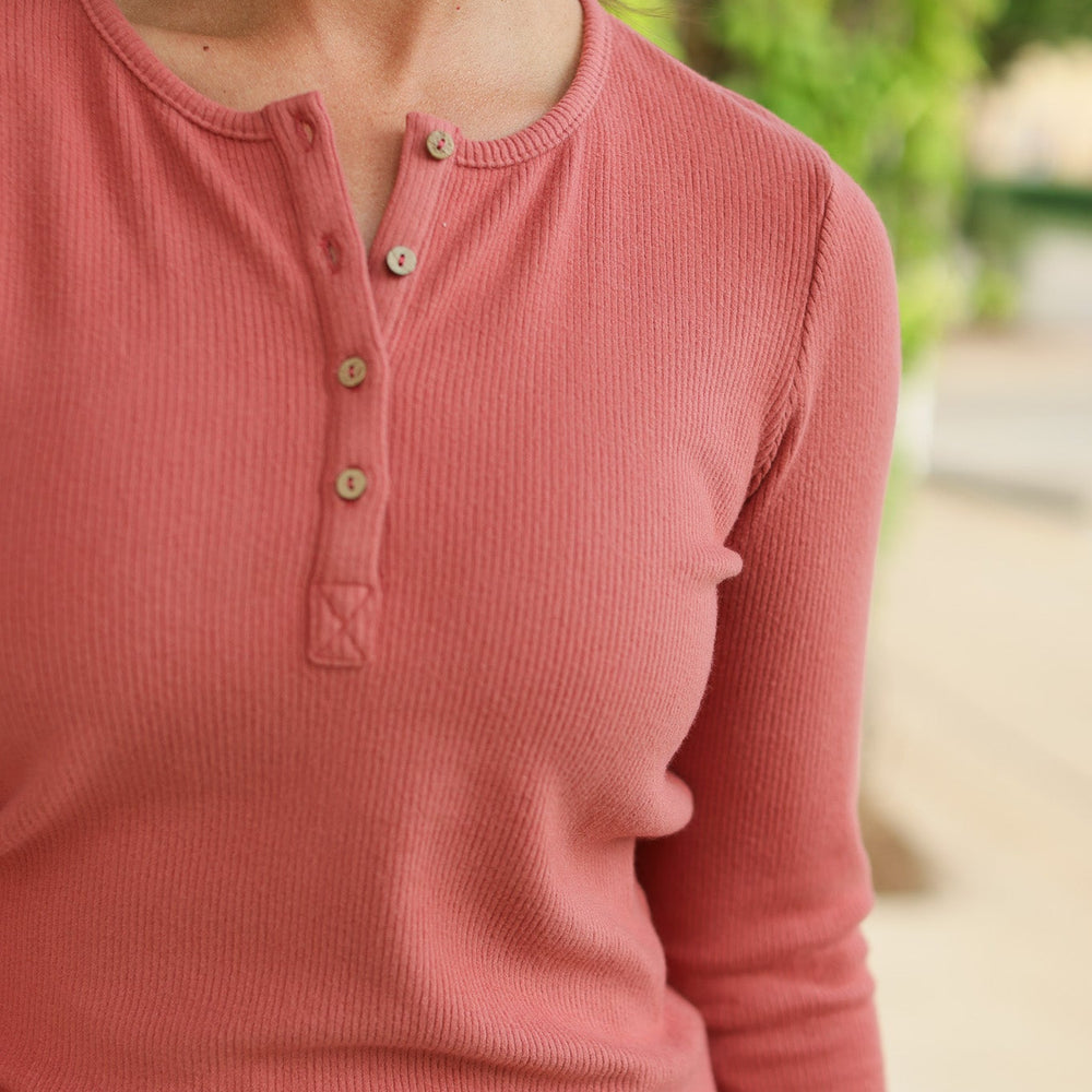 
                      
                        Brielle Henley Ribbed Long Sleeve - Terra Cotta
                      
                    