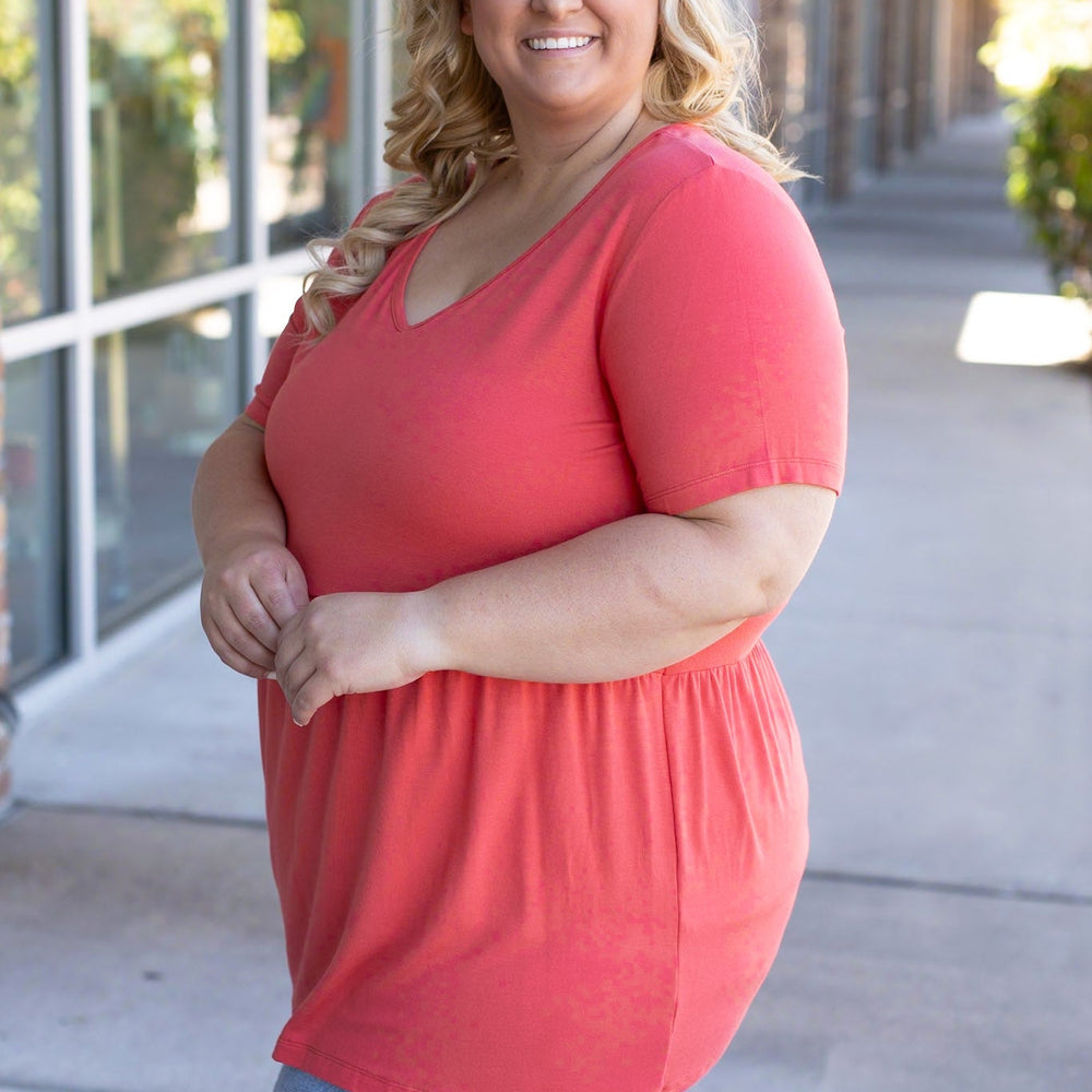 
                      
                        Sarah Ruffle Short Sleeve - Deep Coral
                      
                    