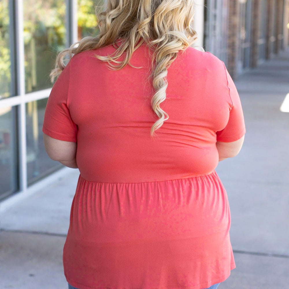 
                      
                        Sarah Ruffle Short Sleeve - Deep Coral
                      
                    