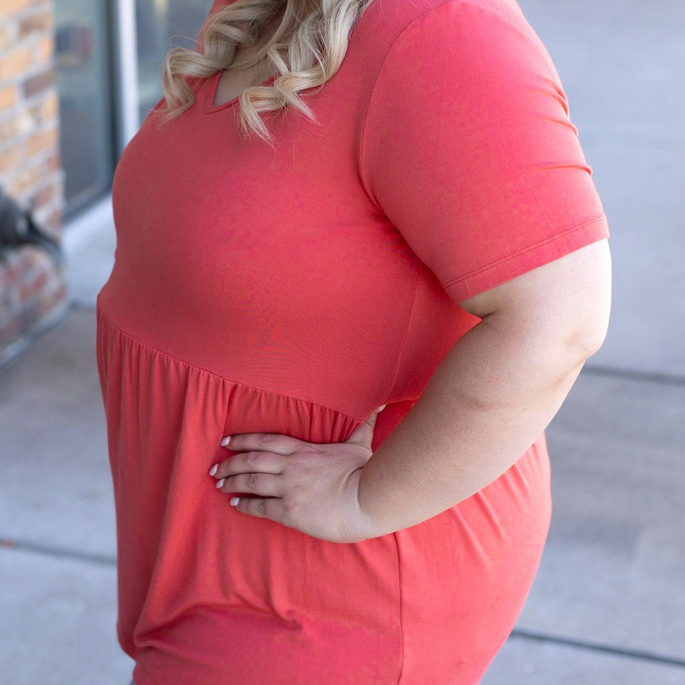 
                      
                        Sarah Ruffle Short Sleeve - Deep Coral
                      
                    