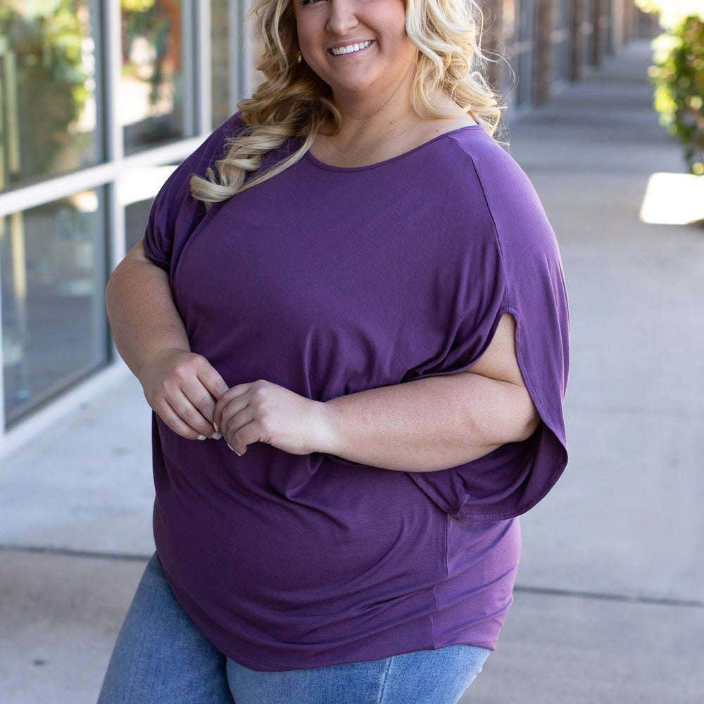 
                      
                        Darcy Dolman Top- Dark Purple
                      
                    