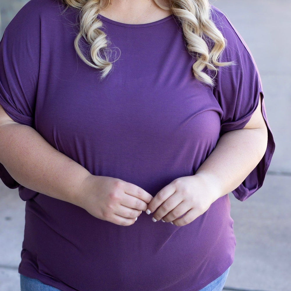 
                      
                        Darcy Dolman Top- Dark Purple
                      
                    