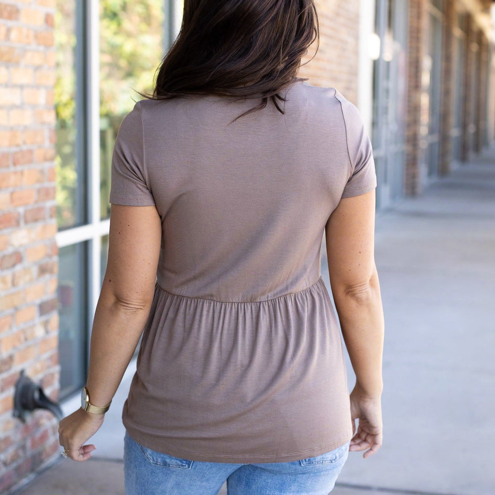 
                      
                        Sarah Ruffle Short Sleeve - Mocha
                      
                    