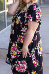 Michelle Mae Harley High-Lo Dress - Black with Pink and Yellow Floral