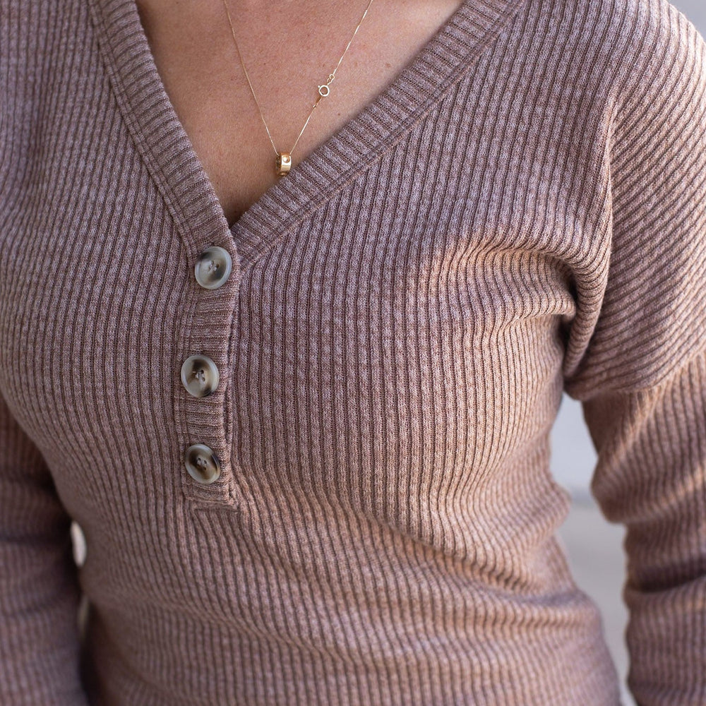 
                      
                        Brittney Button Sweater - Mocha
                      
                    