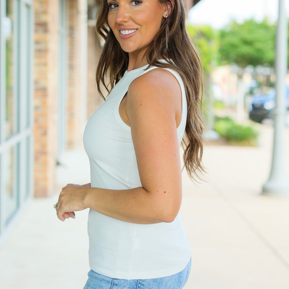 
                      
                        Tara Ribbed Tank - White
                      
                    