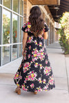 Michelle Mae Harley High-Lo Dress - Black with Pink and Yellow Floral