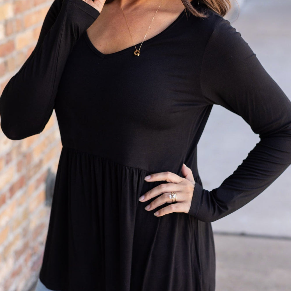 
                      
                        Long Sleeve Sarah Ruffle - Black
                      
                    