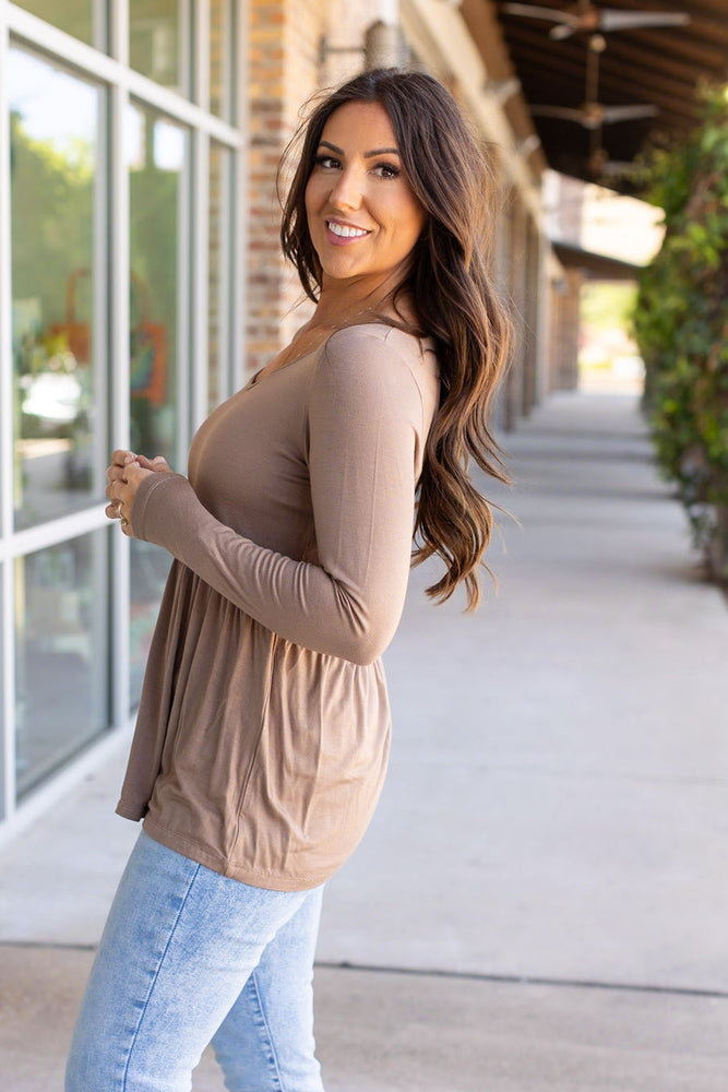 
                      
                        Long Sleeve Sarah Ruffle - Mocha
                      
                    