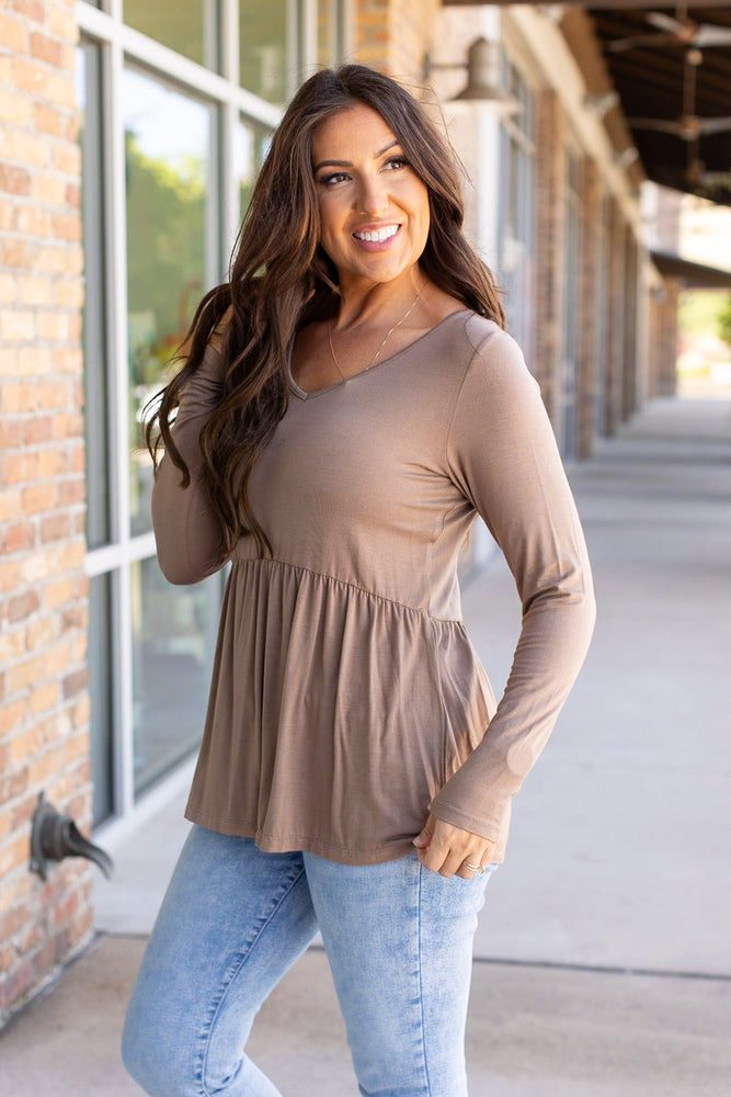 
                      
                        Long Sleeve Sarah Ruffle - Mocha
                      
                    