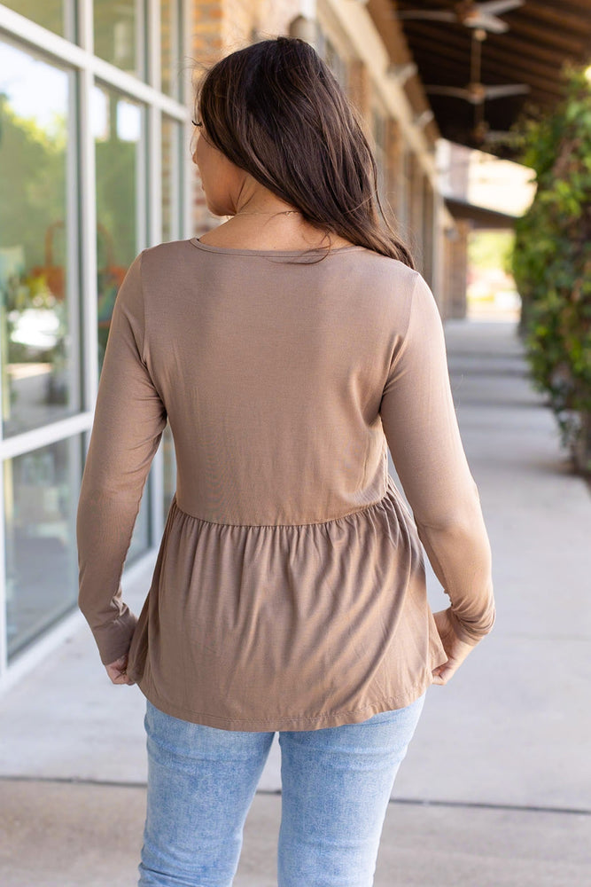 
                      
                        Long Sleeve Sarah Ruffle - Mocha
                      
                    