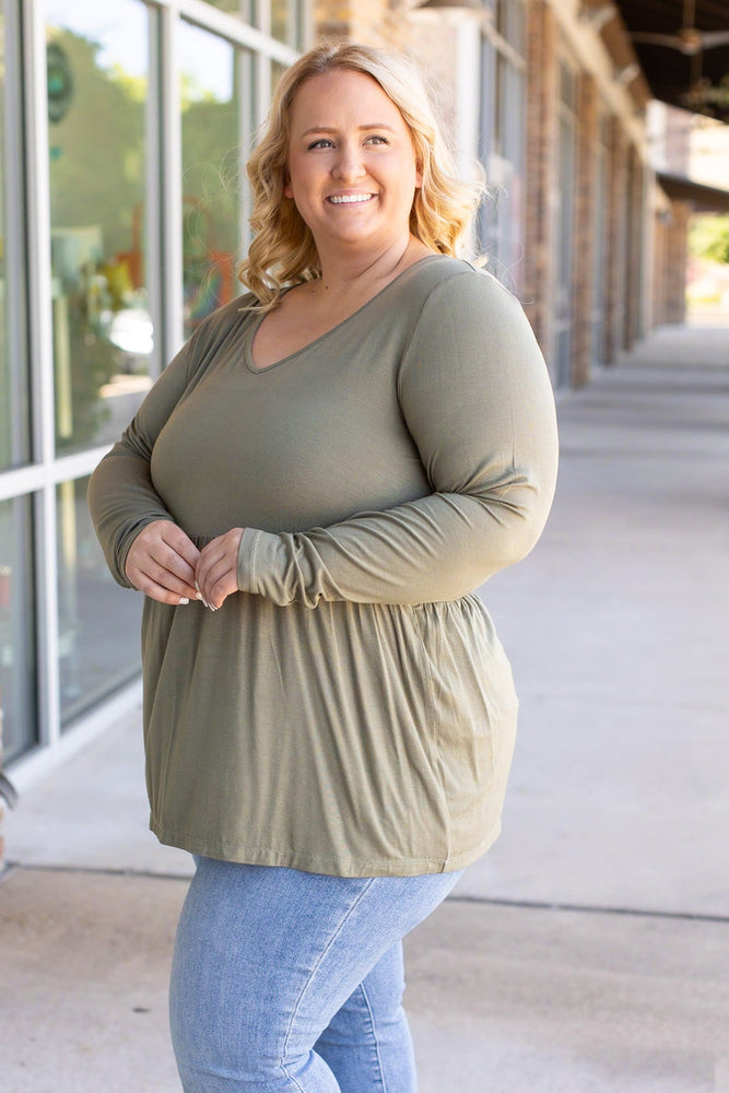 
                      
                        Long Sleeve Sarah Ruffle - Olive
                      
                    