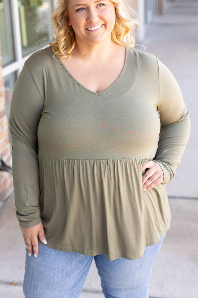 
                      
                        Long Sleeve Sarah Ruffle - Olive
                      
                    