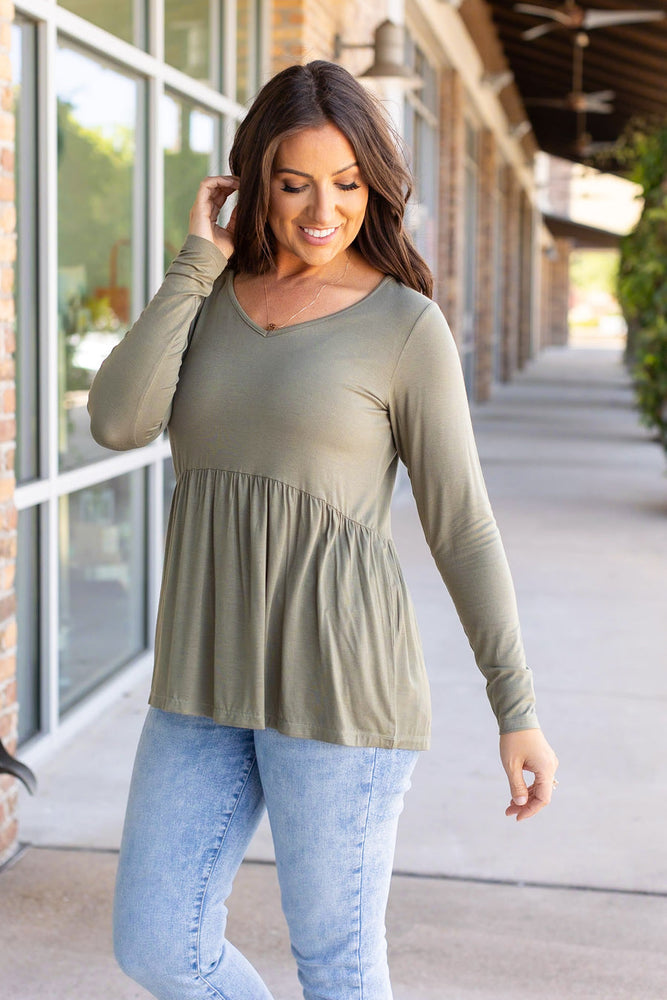 
                      
                        Long Sleeve Sarah Ruffle - Olive
                      
                    