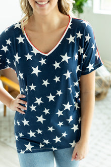  Michelle Mae Chloe Cozy Tee - Navy Stars and Stripes