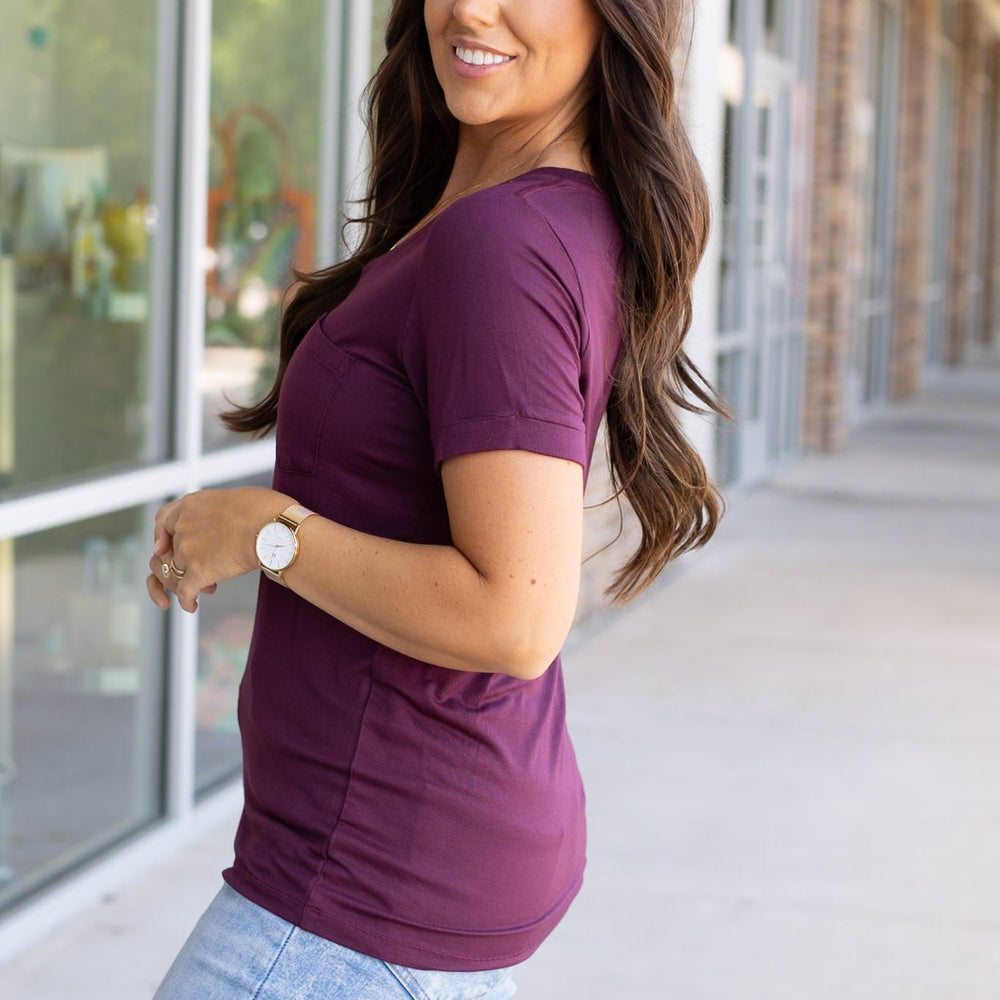 
                      
                        Sophie Pocket Tee - Burgundy
                      
                    