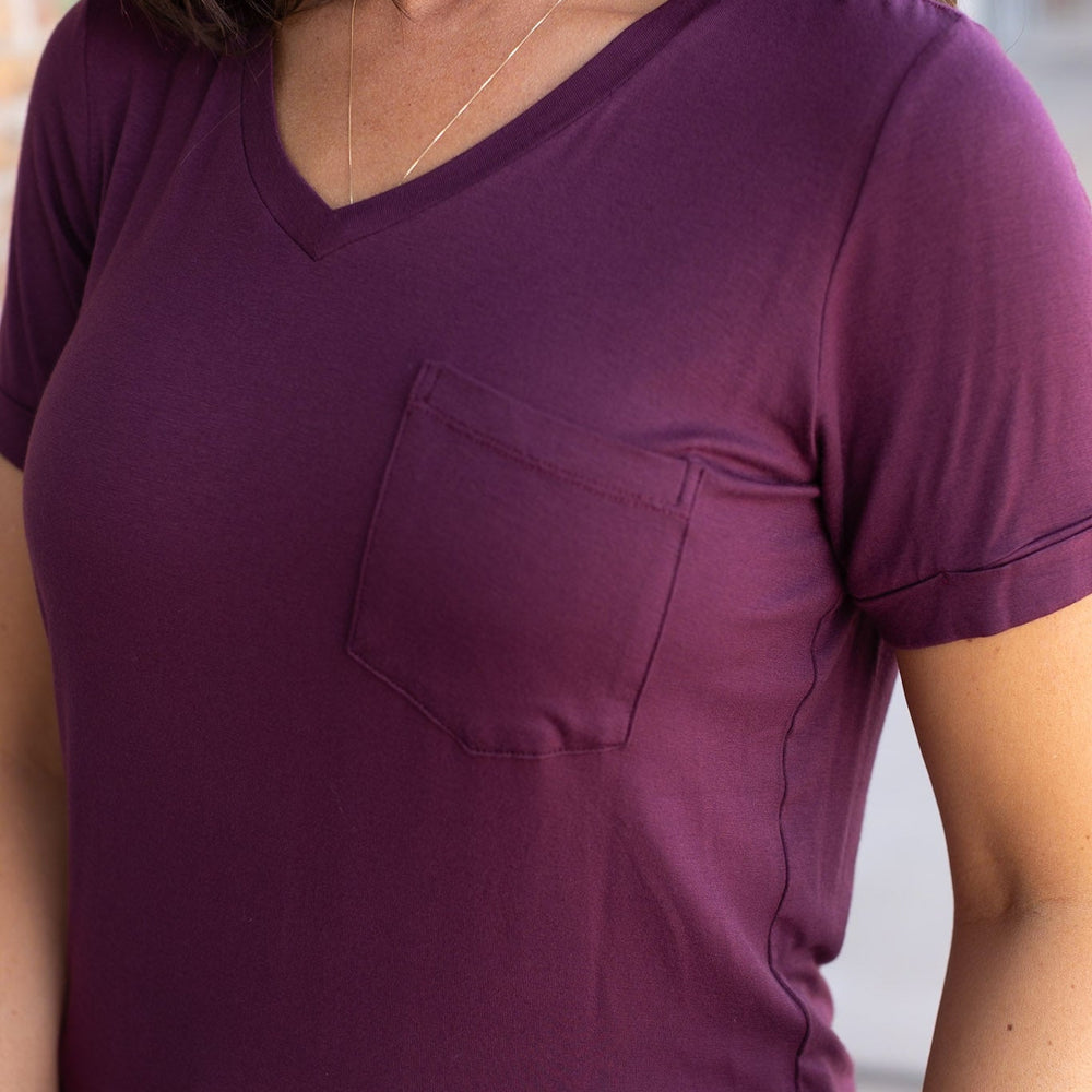 
                      
                        Sophie Pocket Tee - Burgundy | Women's Top 
                      
                    