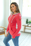 Michelle Mae Classic HalfZip Hoodie - Watermelon with Floral Accent
