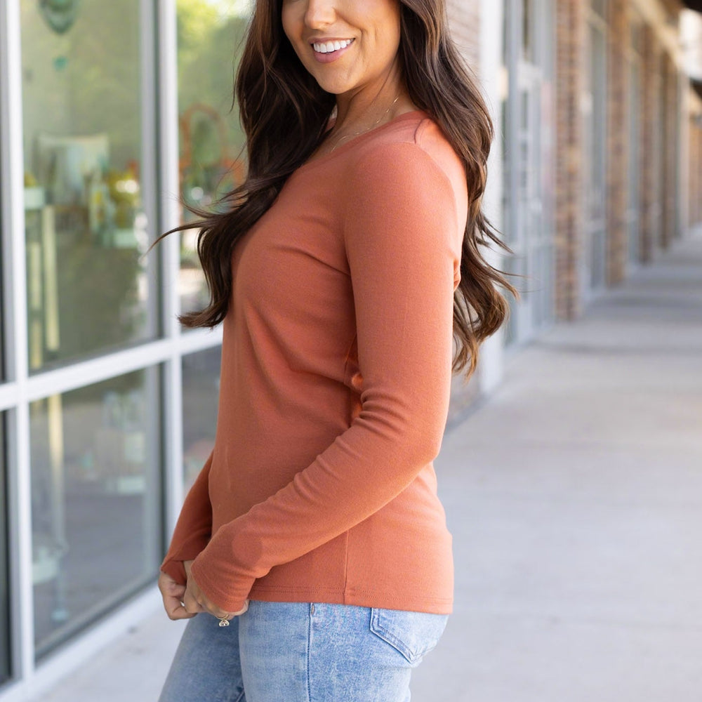 
                      
                        Leah Long Sleeve Top - Pumpkin
                      
                    