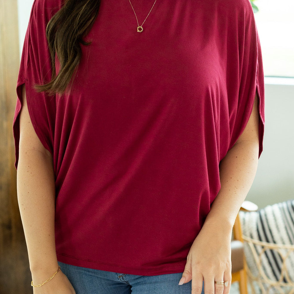 
                      
                        Darcy Dolman Top - Burgundy
                      
                    