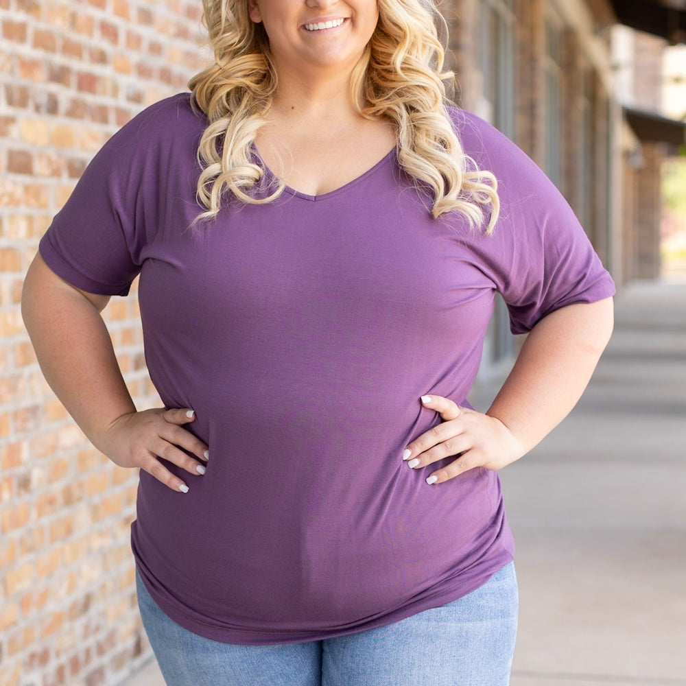 
                      
                        Chloe Cozy Tee - Purple | Women V-Neck Top
                      
                    