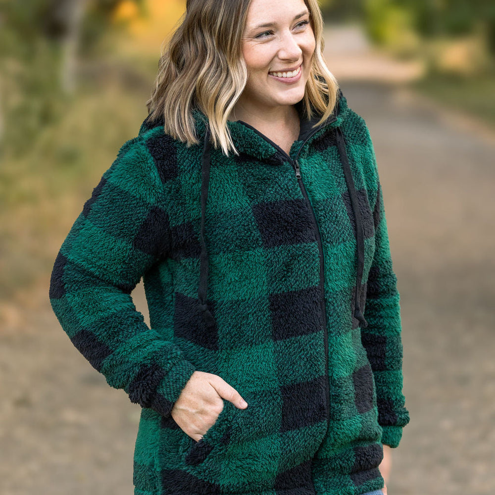 
                      
                        Sherpa Fullzip Hoodie - Green Plaid
                      
                    