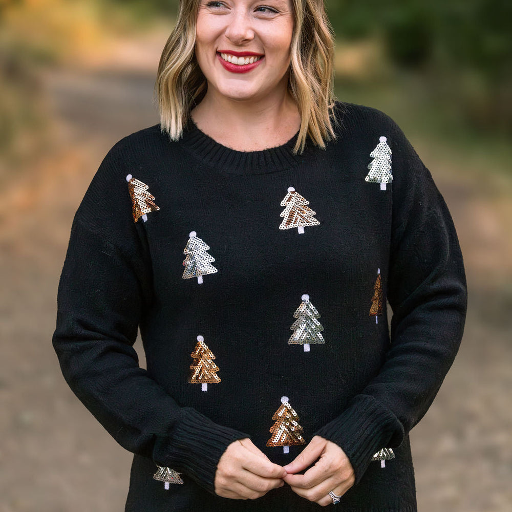 
                      
                        Holly Jolly Sweater - Gold + Silver Trees
                      
                    