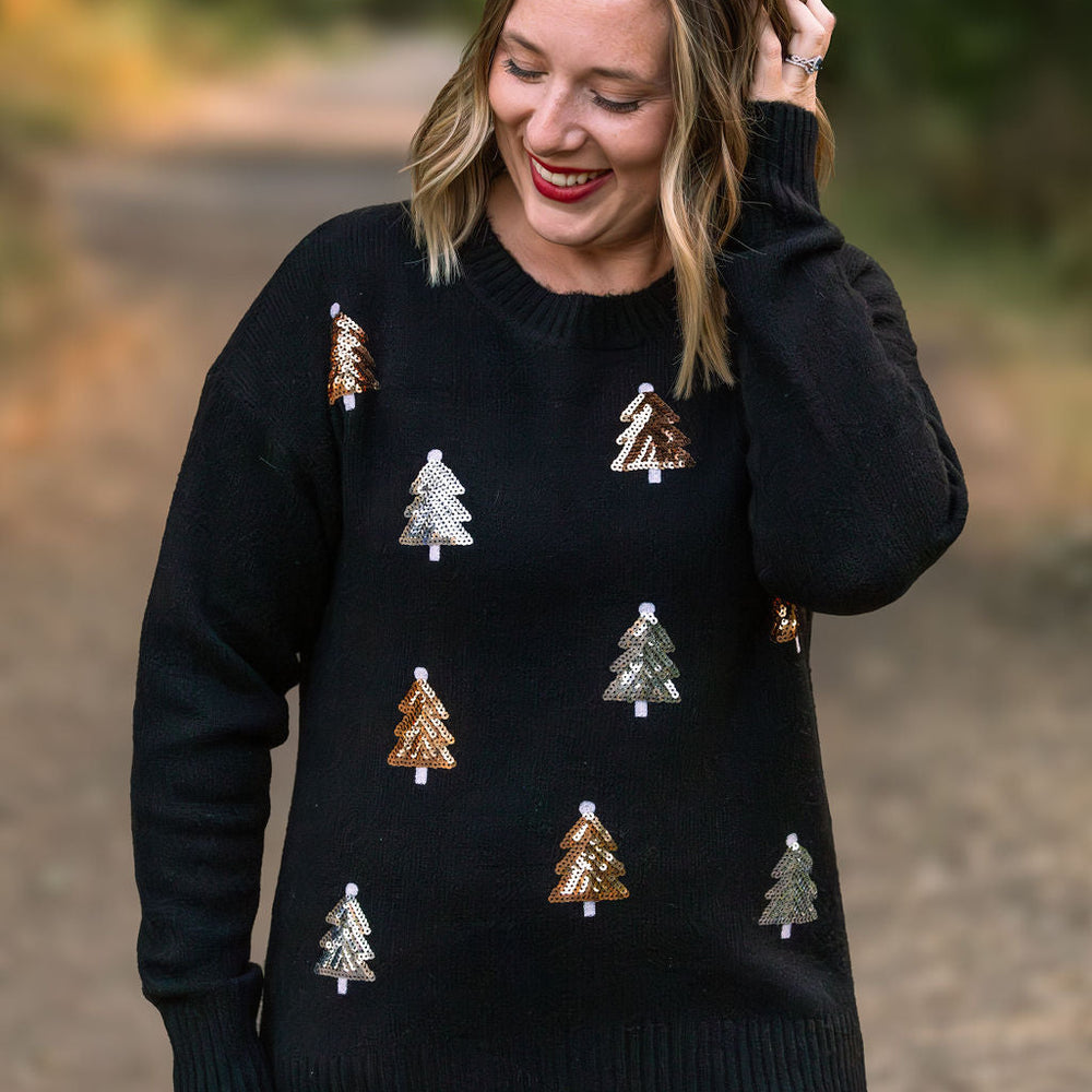 
                      
                        Holly Jolly Sweater - Gold + Silver Trees
                      
                    