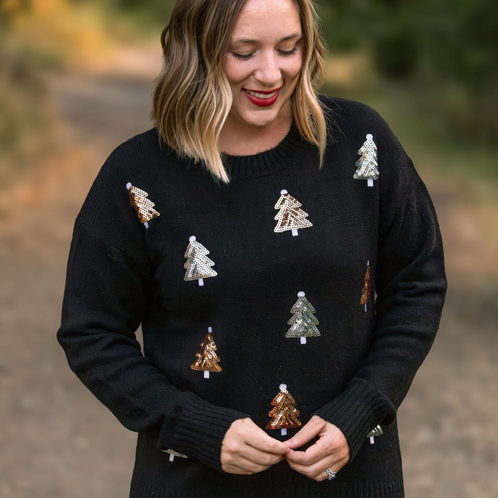 
                      
                        Holly Jolly Sweater - Gold + Silver Trees
                      
                    