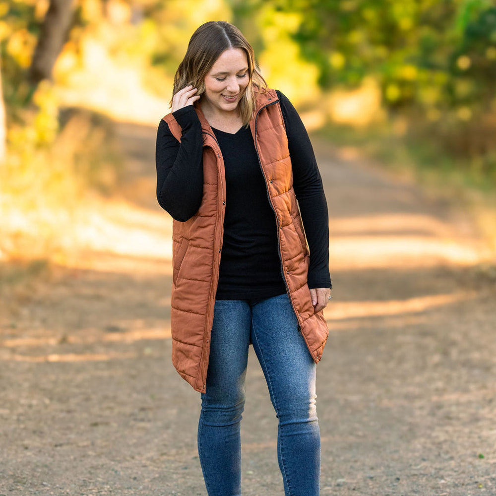 
                      
                        Harlow Long Vest - Cinnamon
                      
                    