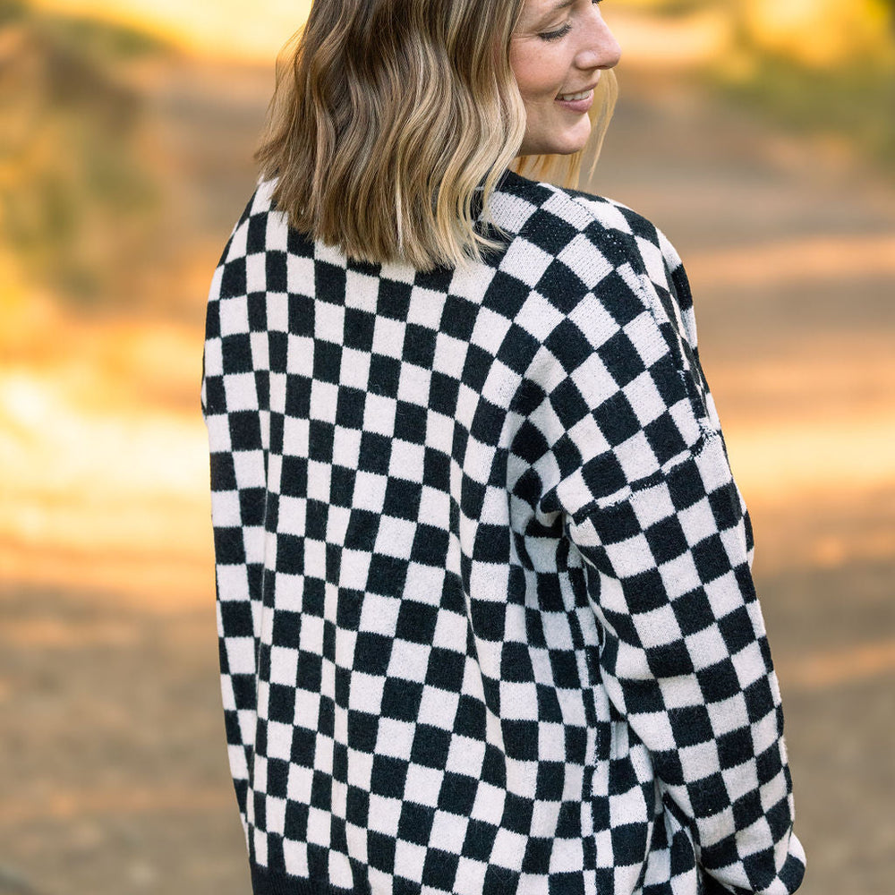 
                      
                        Black Checker Cardigan
                      
                    