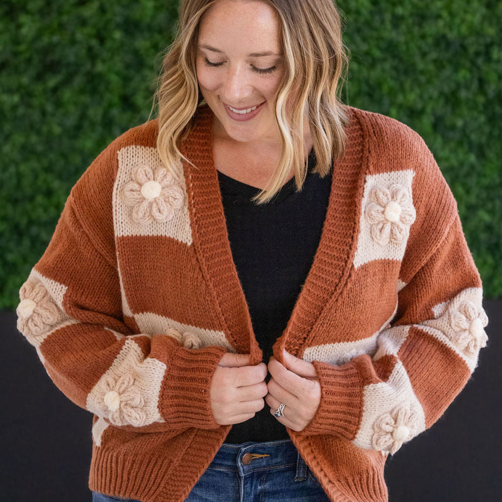 
                      
                        Floral Checker Cardigan - Rust
                      
                    