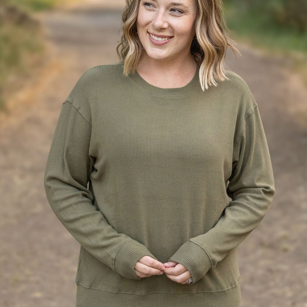 
                      
                        Corrine Ribbed Pullover Top - Olive
                      
                    