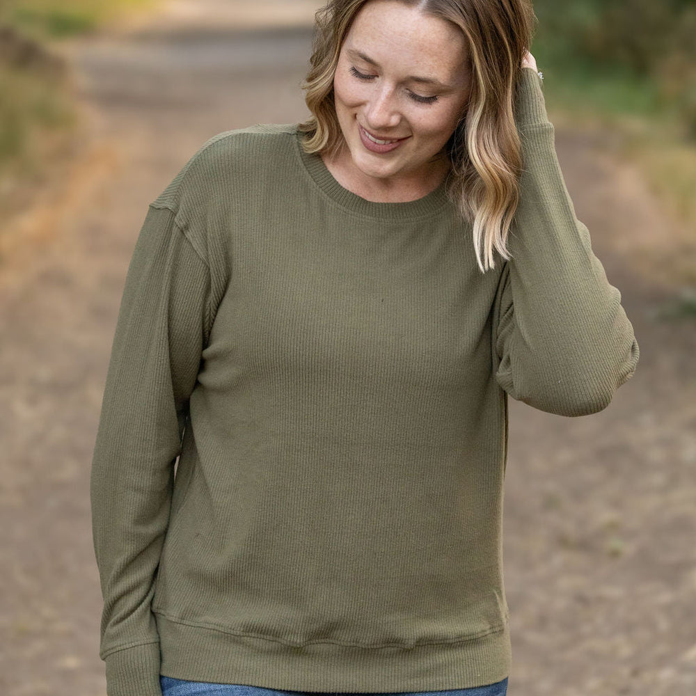 
                      
                        Corrine Ribbed Pullover Top - Olive
                      
                    