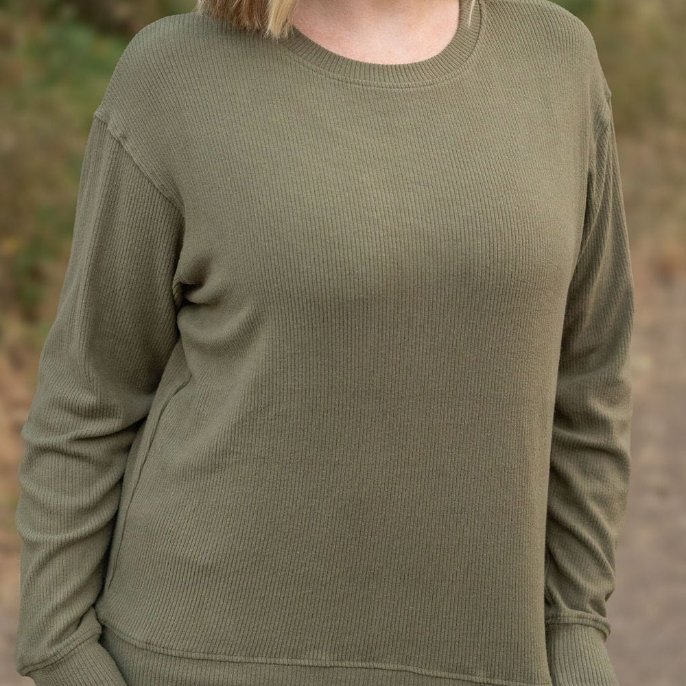 
                      
                        Corrine Ribbed Pullover Top - Olive
                      
                    