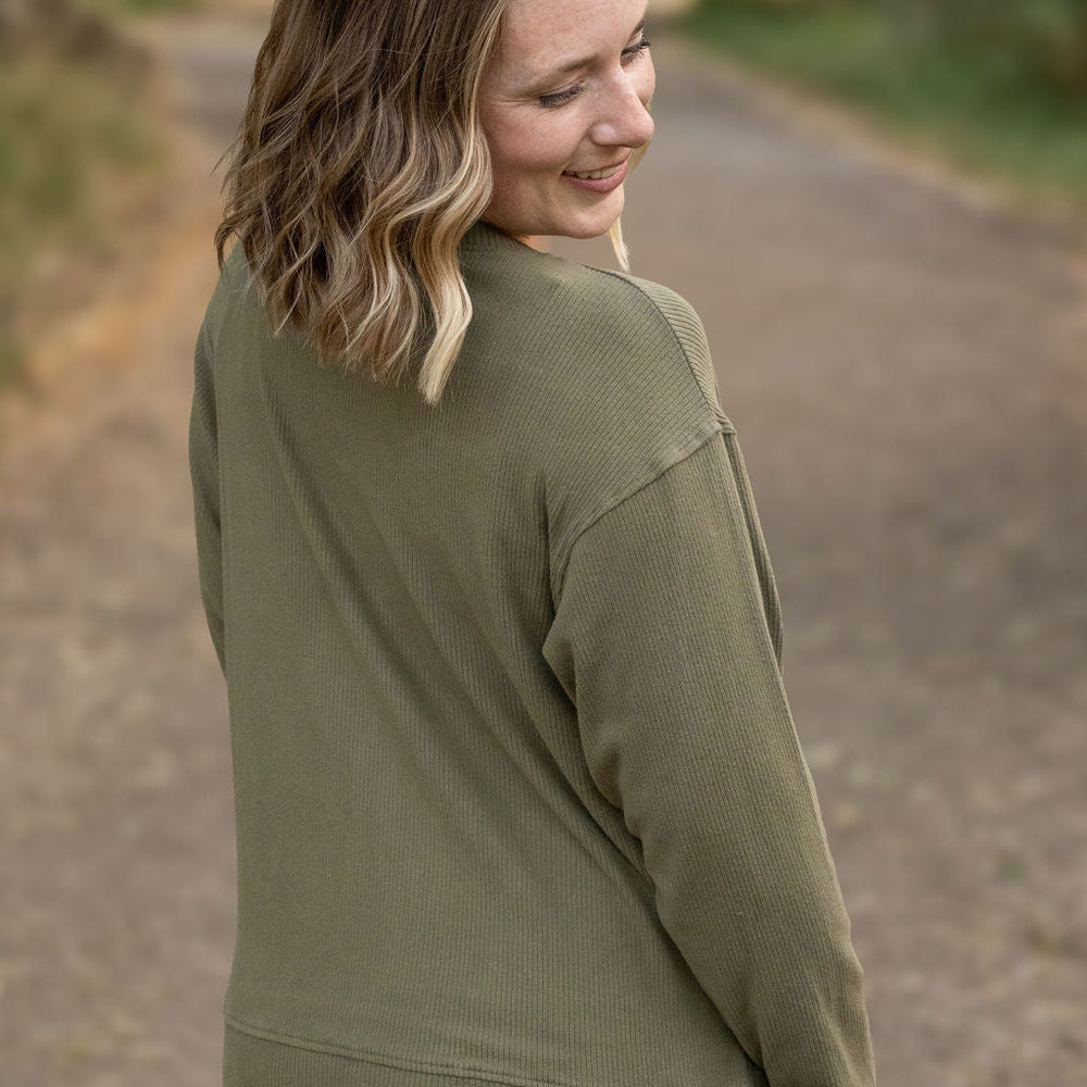 
                      
                        Corrine Ribbed Pullover Top - Olive
                      
                    