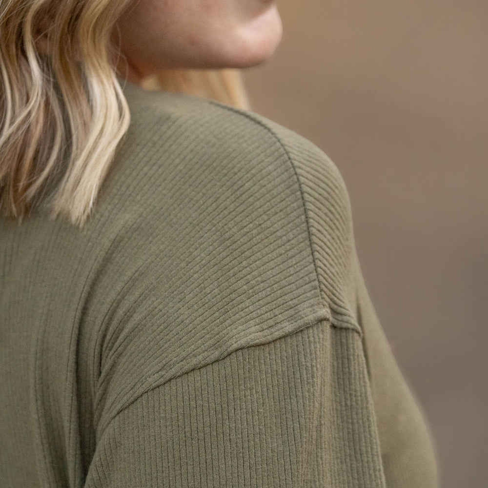 
                      
                        Corrine Ribbed Pullover Top - Olive
                      
                    