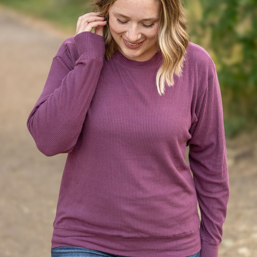 
                      
                        Corrine Ribbed Pullover Top - Plum
                      
                    