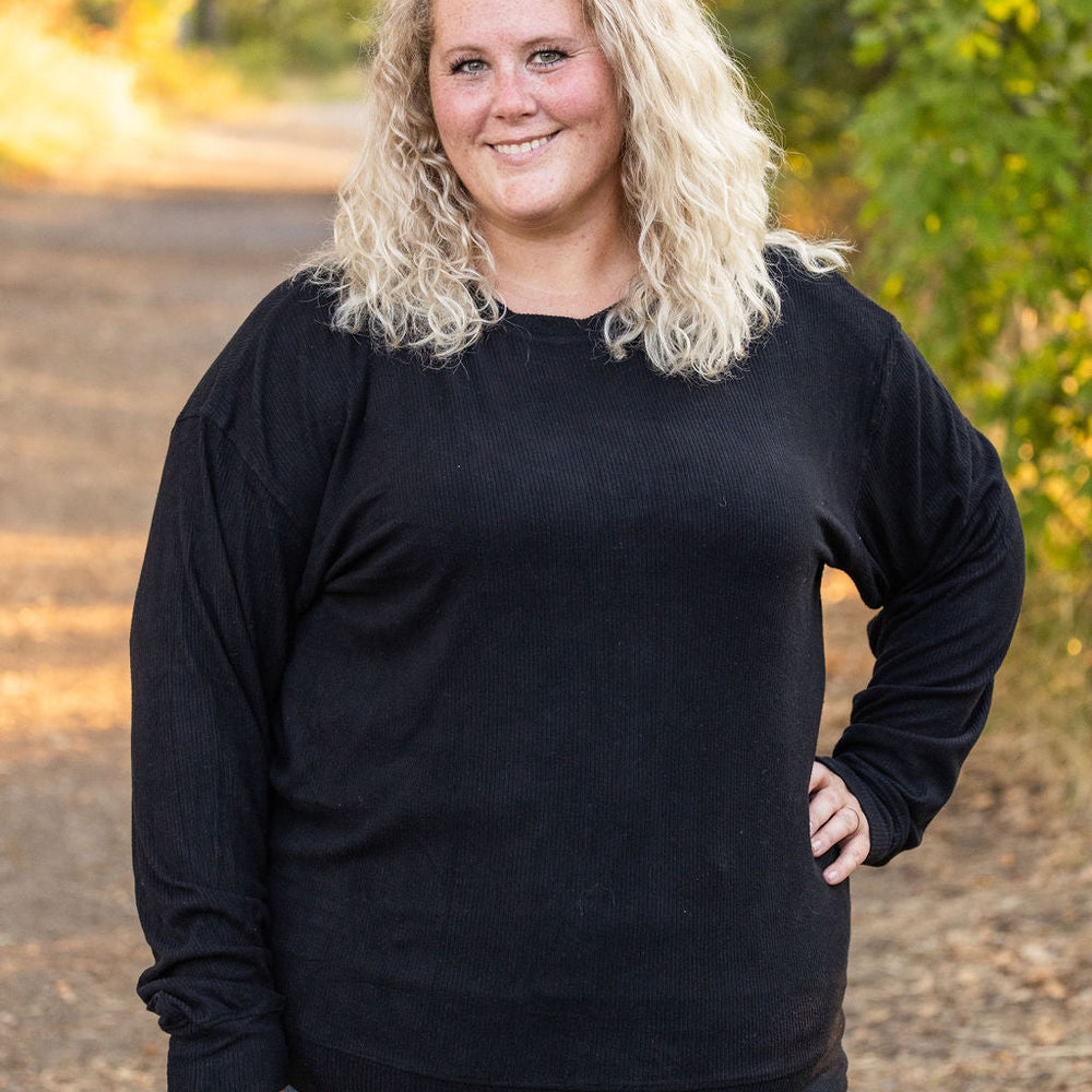 
                      
                        Corrine Ribbed Pullover Top - Black
                      
                    